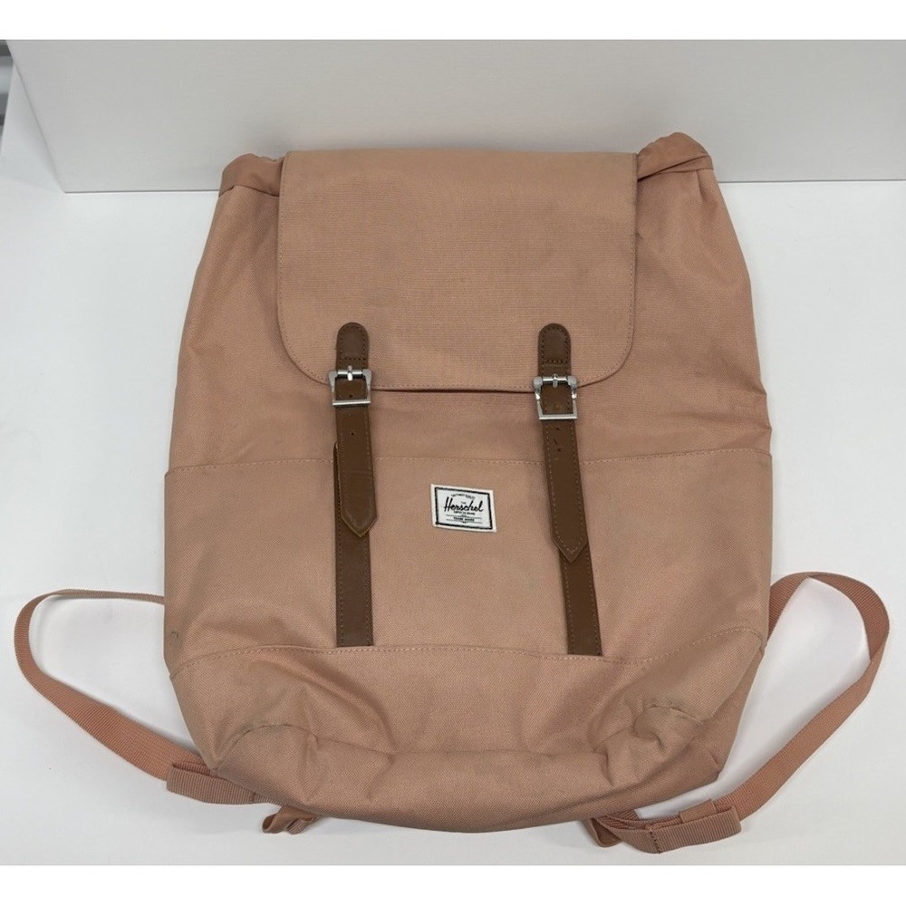 Herschel Supply Co Retreat Backpack Ash Rose Pink Laptop Rucksack Tan Leather